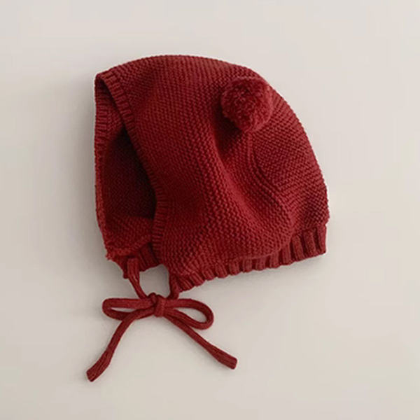 Baby Crochet Hat Toddler Cute Bear Ear Beanie Toddler Boys Girls Jujube Red KLB