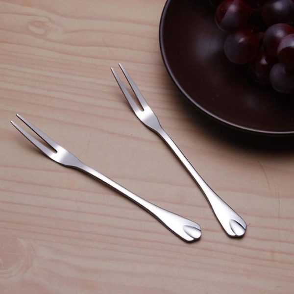 Mini rustfritt stål gaffel, frukt og dessert gaffel (12 stk)
