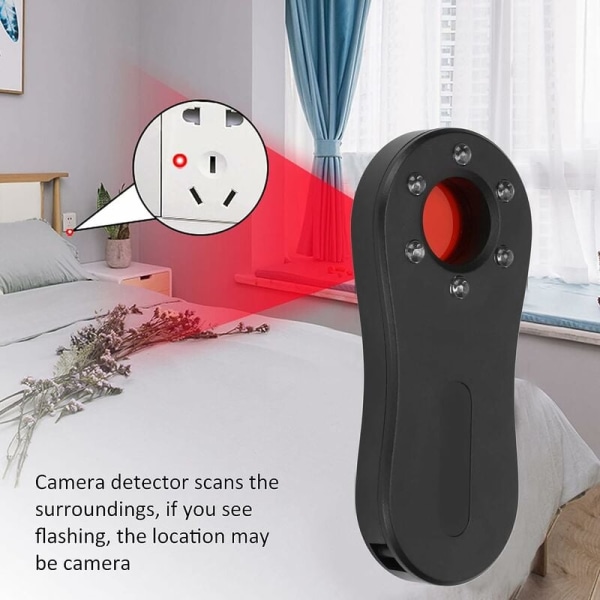 Skjult kameradetektor, Mini LED skjult enhedsdetektor med infrarødt sigte, genopladelig antispionkameradetektor til kontor, hotel, badeværelse KLB