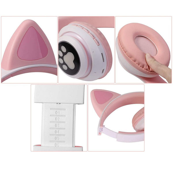Bluetooth-headset med katteører i rosa