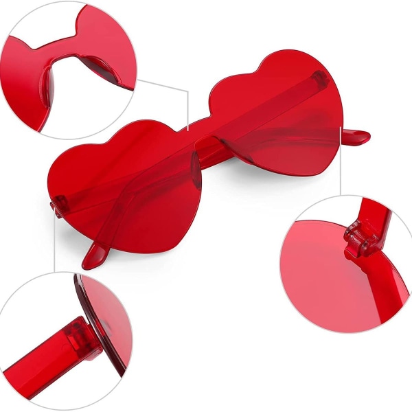 Pakke med 12 Hjertefestbriller, Hjertesolbriller, Festbriller, Innfatningsfri KLB