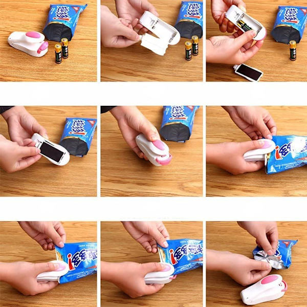 Plastikpose, Mini forseglingsmaskin for forsegling av plastpose/kjøkkenpose, Termisk forsegler/sveiser for plastmat/matpose