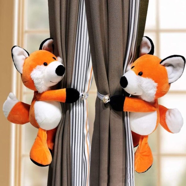 Cartoon Curtain Kisses Cute Plush Fox Curtain Button T Deer KLB