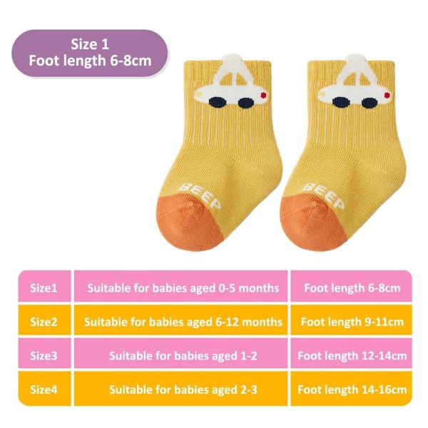 pairs/box car cartoon baby socks, elastic male treasure, 6-8cm KLB