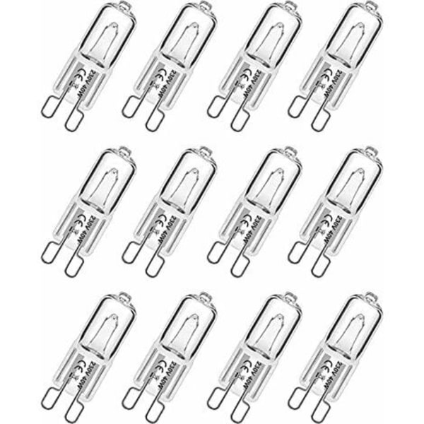 G9 Pære 40w 230V Dæmpbar Varm Hvid,G9 Halogen Pære 300°C Tolerance,G9 Ovn Pære til Mikrobølgeovn Komfur Loftslamper,Pakke med 12 [Energiklasse G]