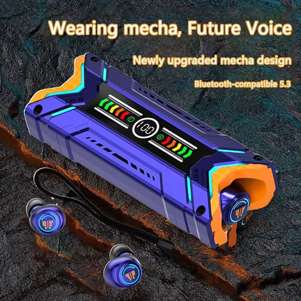 Futuristisk Sci-fi Mecha-stil TWS Trådløs Bluetooth 5.3 Blå