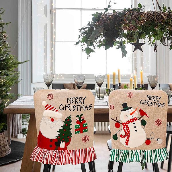 Julstolsöverdrag, julhem middagsbord, julstolsöverdrag för vitt