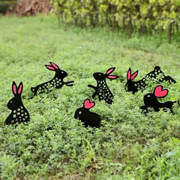 6st Animal Silhouette Stake Black Rabbit Garden Stake