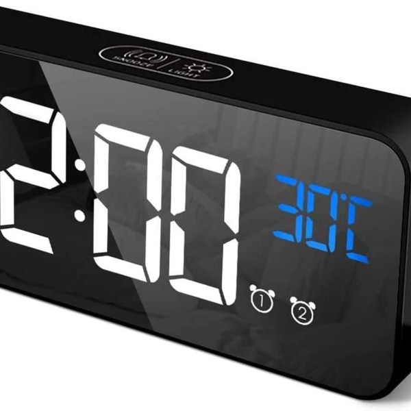 Digital väckarklocka, LED digital klocka bordsklocka med röststyrningsfunktion och
