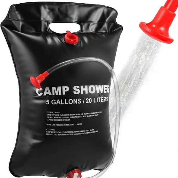 Solcelledrevet campingbruser, 20L solbruser, bærbar campingbruser, solbruser med bruseboks KLB