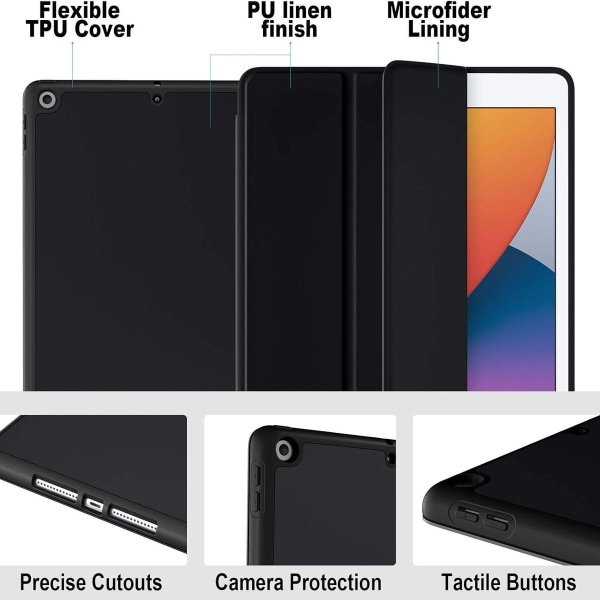 Fodral kompatibelt med iPad 10,2 tum 2021/2020 iPad 9:e/8:e