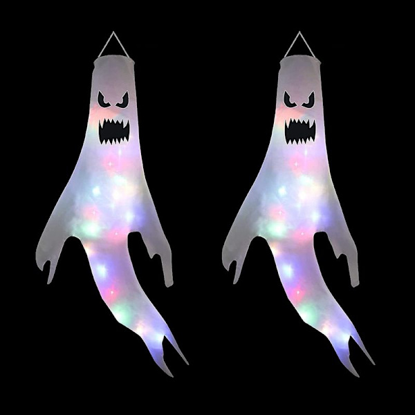 Halloween-kauhuaiheinen koriste, 1,2 m:n Halloween-kummituskoriste LED-lamppuhelmillä