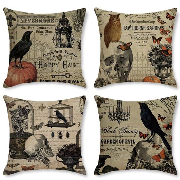 Set med 4 Halloween-kuddfodral 18x18 cm