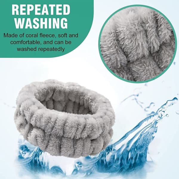 Spa-hårbånd for kvinner, mikrofiber ansikts-sminke hårbånd med grått