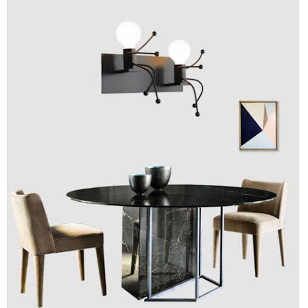 Kreativ vägglampa inomhus retro järnkonst Deco E27-bas för bar, sovrum, kök, restaurang, kafé, korridor, svart