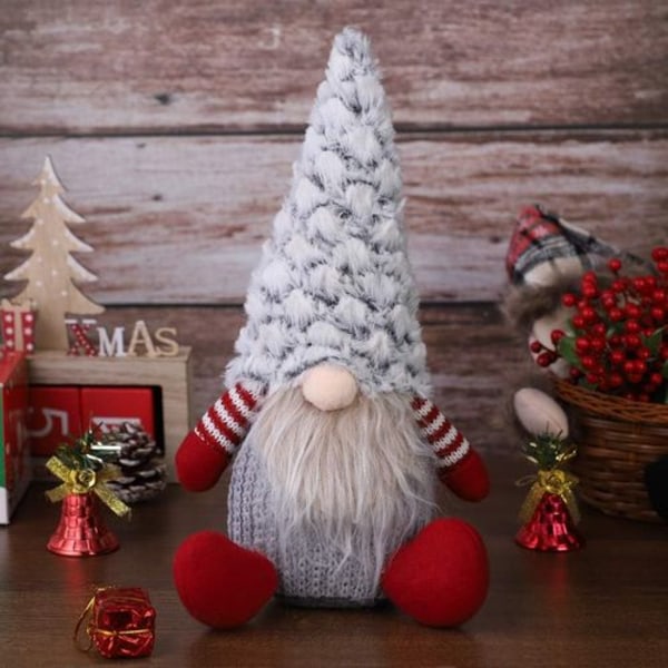Plush nissefigurer af siddende jule-nisser Julefamilie plyslegetøj