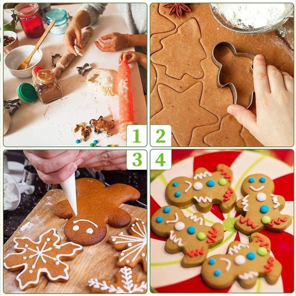 10Pcs Christmas Cookie Mold,Stainless Steel Baking Cookie Mold,Gingerbread Man,Candy,Snowman