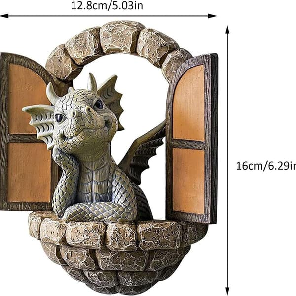 Solfanger dekoration drage statue, dragefigur dekoration,