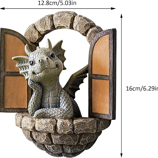 Solfylt dekorasjonsstatue av drage, dragefigurdekorasjon,