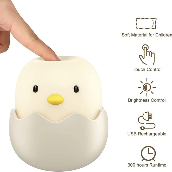 LED-natlys til børn, babynatlys, æggeskal, kylling, følelser, natlys, wi