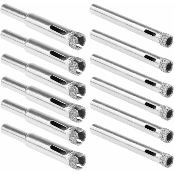 12 glasbor til fliser Ø 6 mm og 8 mm diamant hulsav med diamantbelægning kulstofstål hulbor til glaskeramikfliser marmor KLB