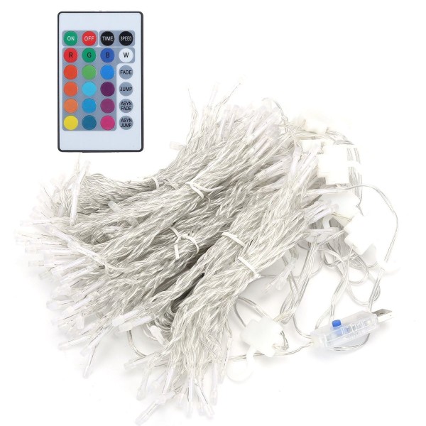 3m USB-drivna 200 LED-gardinljusslinga med fjärrkontroll KLB
