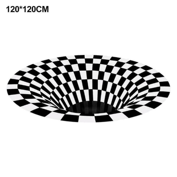 3D Printet Rund Vortex Illusion Antislip Stue Tæppe Gulv Dørmatte 120