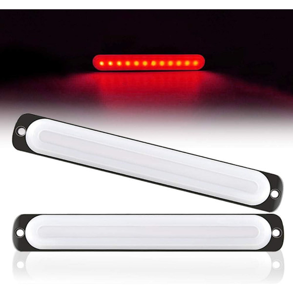 2PCS Nödljus Strobe Light Bar 12-LED Ytmonterad Varningslampa Blinkande Strobe Light för Lastbil Släpvagn Bil Sidolampa 12-24V Röd