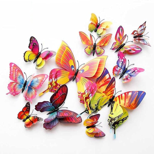 24stk 3D Sommerfugl Wall Stickers Aftagelig Sommerfugl Decor KLB