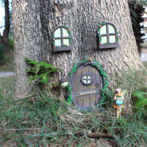 Fe-Dør Sæt, Havefeer og Elf Døre, Miniature Fe-Træ