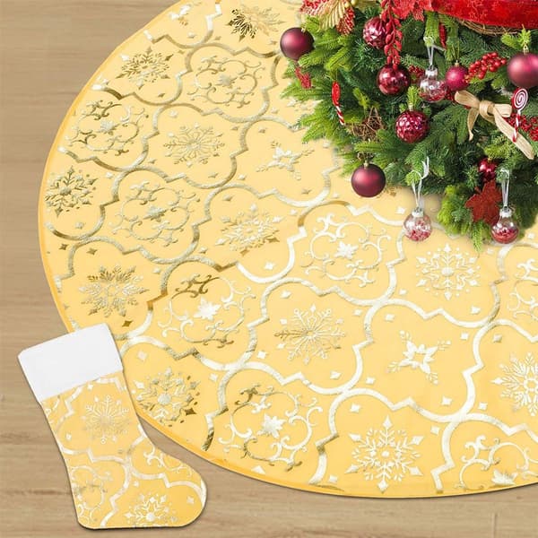 120cm Snöflinga Julgransmatta, Guld KLB
