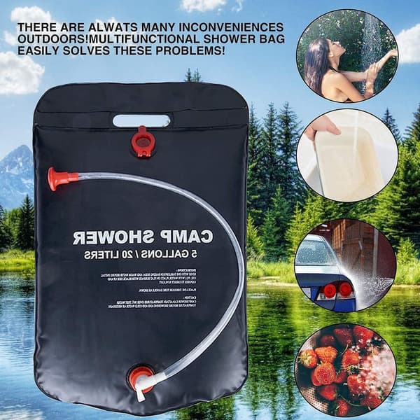 Solcelledrevet campingbruser, 20L solbruser, bærbar campingbruser, solbruser med bruseboks KLB
