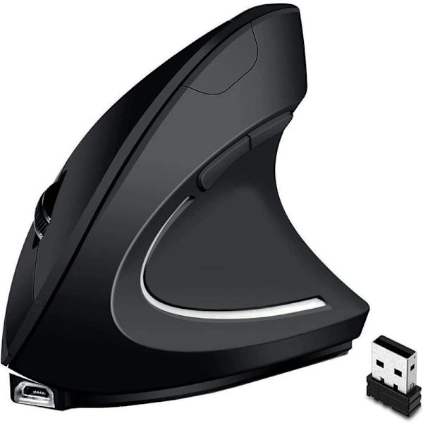 Ergonominen pystysuora langaton hiiri, ladattava optinen hiiri,