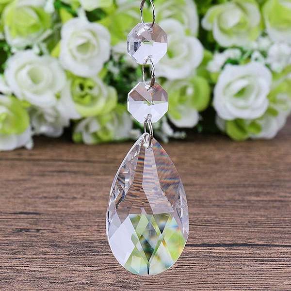 24 stycken) 38mm droppformad kristallhänge kristallglas ljuskrona prisma KLB