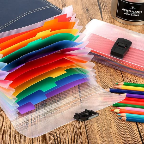 4-pack A6 expanderbara mappar, dokumentmapp med 24 etiketter, organisationsmapp