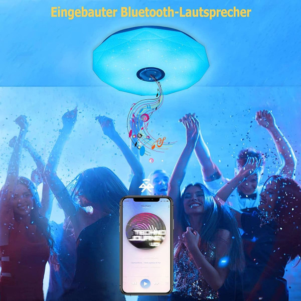 Dimbar LED-taklampa med Bluetooth-högtalare, fjärrkontroll KLB