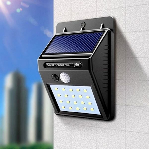 Solcelledrevne udendørslamper, pakke med 2 udendørs væglamper
