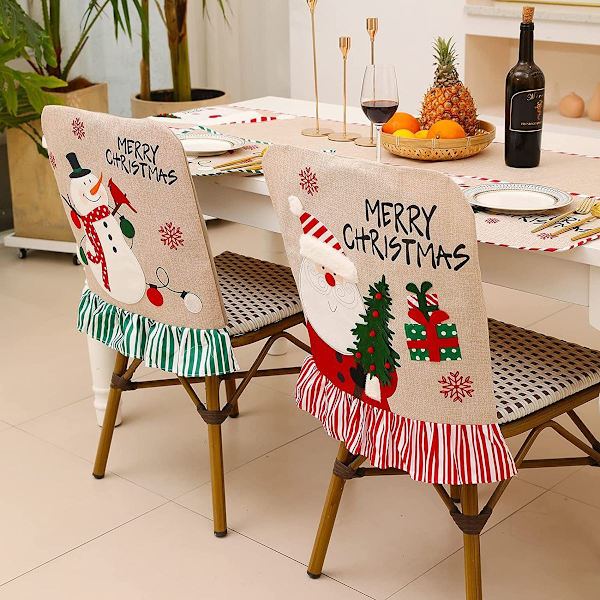 Julstolsöverdrag, julhem middagsbord, julstolsöverdrag för vitt
