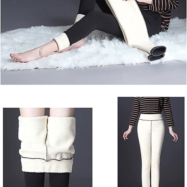Vinter varm fleece-fôret polstret leggings for kvinner