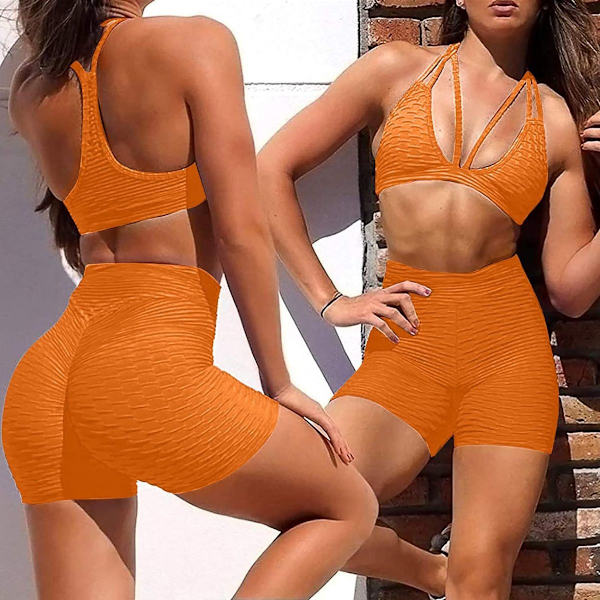 Berømte leggings, kvinners rumpe løftende yogabukser høye 08 oransje KLB