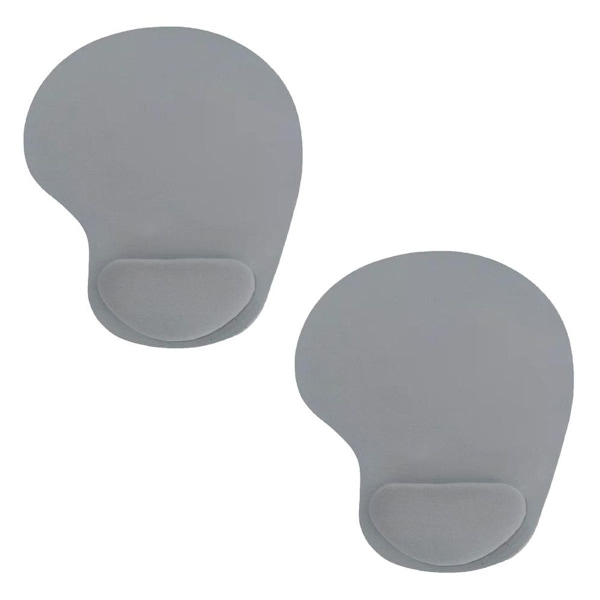 2-pack ergonomiska musmattor med bekvämt handledsstöd i grått
