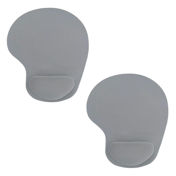 Pakke med 2 ergonomiske musemåtter med behagelig håndledsstøtte i grå