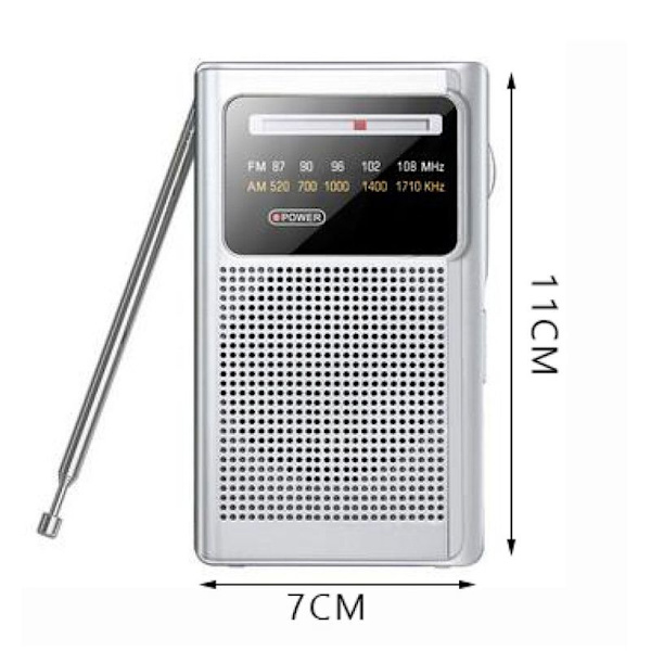 Tendak Mini Radio Batteridriven, FM/AM/FM bärbar radio med inbyggd