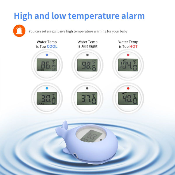 Baby Badetermometer, Digitalt Innendørs Badetermometer, Badeleke med LED-alarm