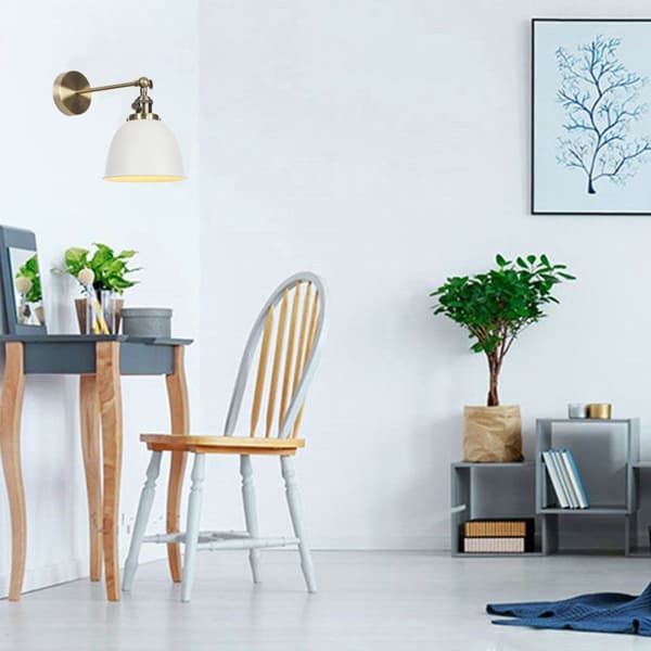 Moderne loft halvcirkel mini med hvid metalskærm Hvid