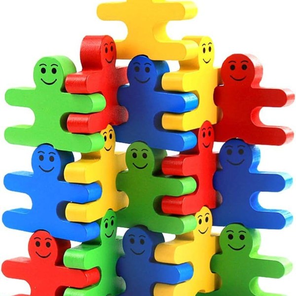 Træ balance legetøj 16/sæt tegneserie farverige blokke børn kreative KLB