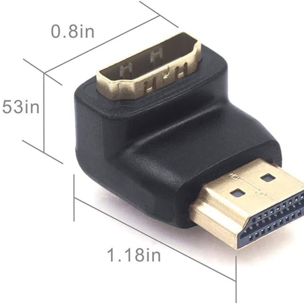 HDMI 90 asteen ja 270 asteen suorakulmainen uros-naarasliitin