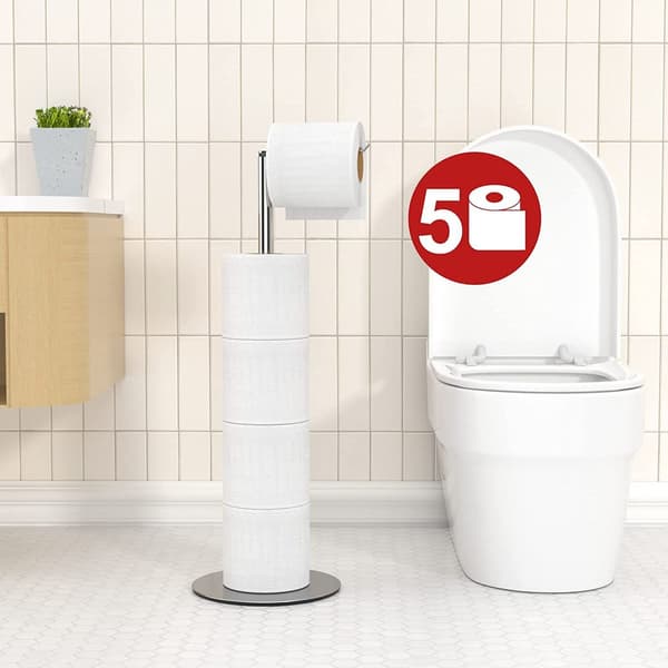 Gulvstående toiletpapirholder til badeværelset, toiletpapirholder i rustfrit stål