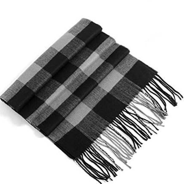 Herrar Halsdukar Klassisk Ankomst Vinter Check Scarf Tassel Kant Svart Grå