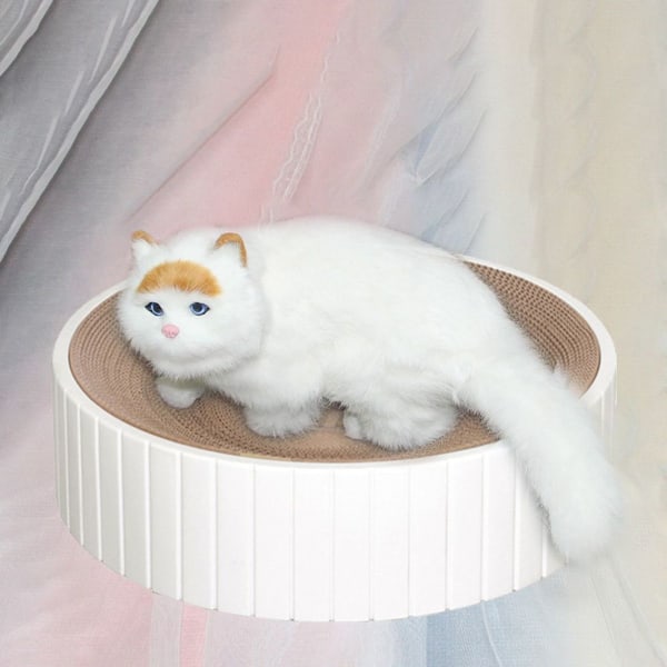 Pyöreä raapimislauta kissoille valkoinen: kestävä raapimismatto valkoinen KLB